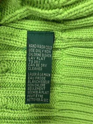Ralph Lauren Cable Knit Green Crewneck Sweater L Cotton Long Sleeve