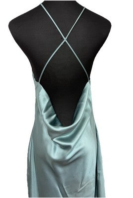 NWT Zara Satin Slip With Spaghetti Straps Midi Dress Blue Gray Size Usa Small