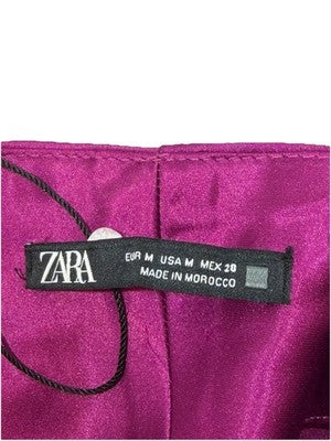 Zara Women's Midi Dress Medium Purple Satin Effect Ruching Evening