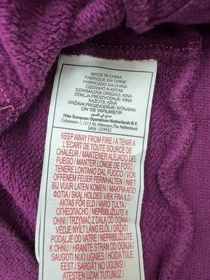 Nike Full Zip Fleece Hoodie L Purple Organic Cotton Sportswear GB42144