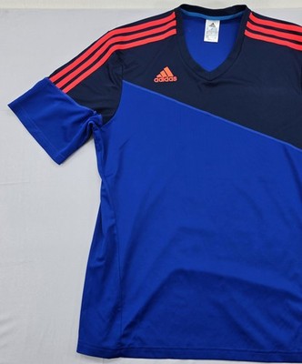Adidas Men's XL Navy/Red Striped Soccer Jersey V-Neck 3 Stripes