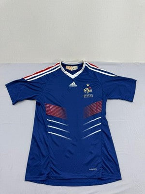 Adidas Women's Striped Climalite V-Neck Jersey Tee Small Blue
