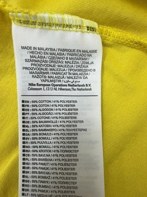 Nike Men Yellow Dri-FIT Graphic T-Shirt Size M Regular Fit Logo
