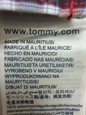 Tommy Jeans Hombres Rojo Azul Camisa a Cuadros Abotonada Talla M Estado...