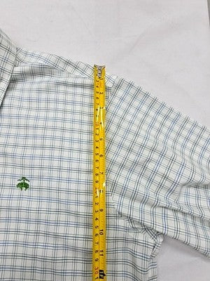 Brooks Brothers Gingham Polo Shirt Long Sleeve Light Gray Size L