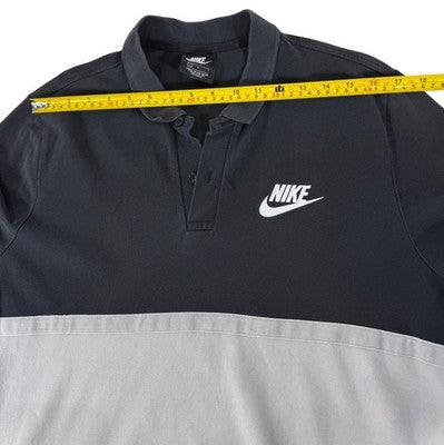 Nike Black White Color Block Polo Shirt Men's L Short Sleeve Cotton
