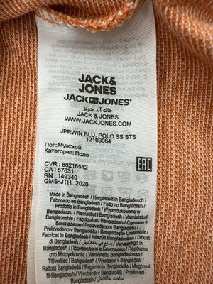 Jack & Jones Men's Terracotta Cotton Polo Shirt Short Sleeve M