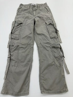 Bershka Unisex Gray Cargo Pants Size M Relaxed Cotton Drawstring