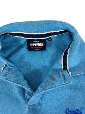Superdry Men's Small Royal Blue Cotton Polo Shirt