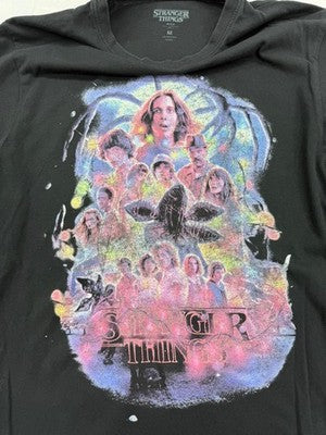 Netflix Stranger Things Black Graphic T-Shirt Men M Cotton Short Sleeve