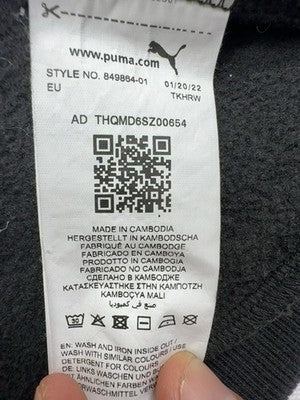 Puma Men's Gray Fleece Hoodie M Regular Fit Long Sleeve