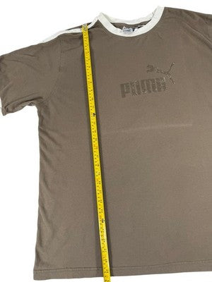 Puma Men's XXL Brown Short Sleeve Crew Neck Ribbed Tee with Logo