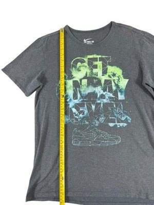 Nike Men's Grey Graphic Print Cotton T-Shirt M Short Sleeve Crewneck