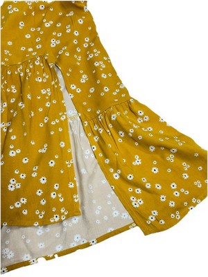 Even&Odd Women's Yellow-Floral Open Slit Dress Size M Sundress Beach