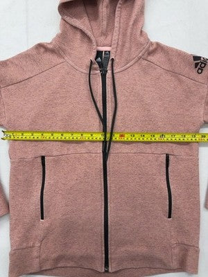 Adidas Women's Pink Full Zip Fleece Hoodie S Regular 3-Stripes