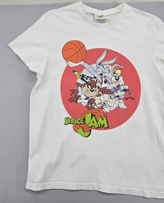 Primark Men's Space Jam Looney Tunes White Cotton M Short Sleeve T-Shirt