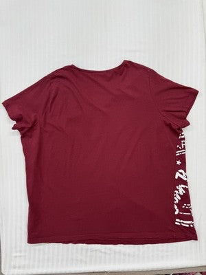 John Baner Kids Burgundy V-Neck Graphic Football T-Shirt Size 10/12 Regular