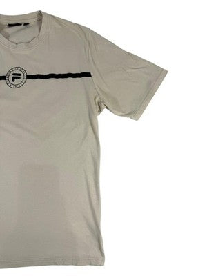 Fila Men's Beige XXL Cotton Short Sleeve Crewneck Logo T-Shirt