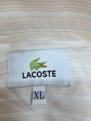 Lacoste White Striped Long Sleeve Button Down XL Cotton Embroidered Croc