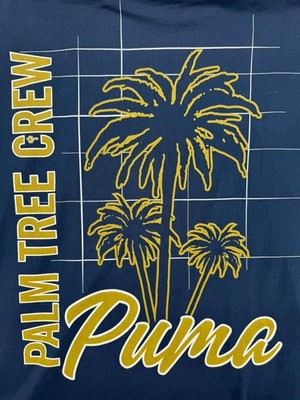 Puma Men's Golf Tee M Navy Palm Tree Crew Neck Short Sleeve Shirt 2022