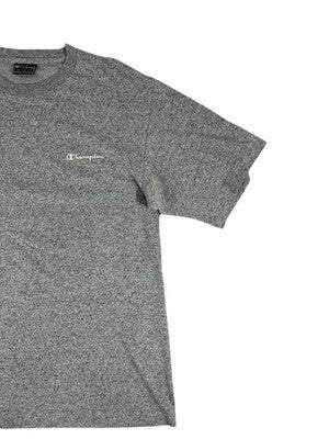 Champion Men's Heather Gray L Short Sleeve Crew T-Shirt Embroidered Logo