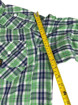G-Star Raw Men's Long Sleeve Plaid Shirt Large Green Navy White Cotton