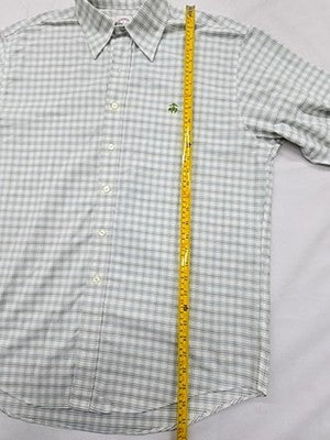 Brooks Brothers Gingham Polo Shirt Long Sleeve Light Gray Size L