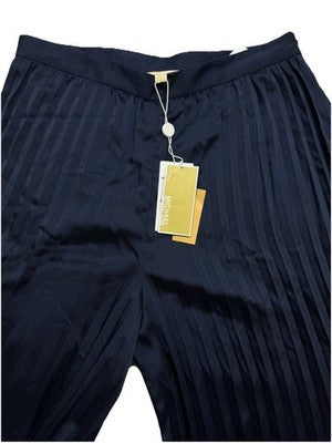 BNWT Michael Kors Pleated Satin Wide-Leg Pants In Midnight Blue Rrp $353