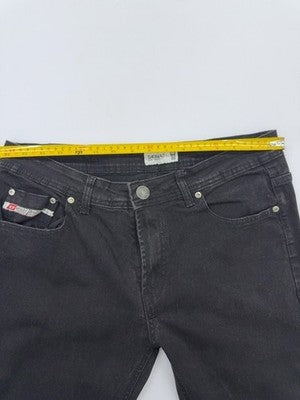 Diesel Men's Black Straight Jeans W32 Button 5-Pocket Logo Patch