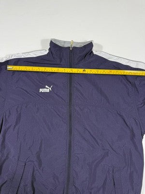 Puma Men's XXL Purple Track Jacket Nylon Fleece Lined Full Zip Vintage