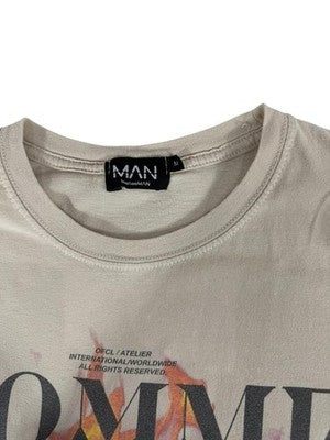 Boohoo Man Cream Skull Graphic T-Shirt M Regular Fit