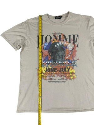 Boohoo Man Cream Skull Graphic T-Shirt M Regular Fit