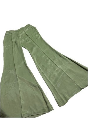 Zara Woman NWT Green Flared Satin Effect Pants Size Medium