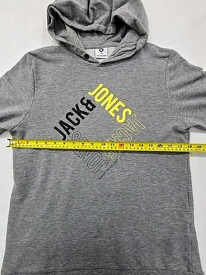 Jack & Jones Men's Graphic Hoodie M Grey Organic Cotton Relaxed Fit