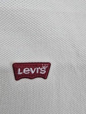Levi's Men's White Cotton Polo Shirt M Relaxed Fit Short Sleeve