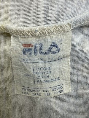 Fila Vintage Italian Polo Shirt Yellow White Striped Cotton Short Sleeve