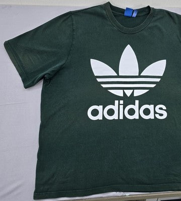Vintage Adidas Trefoil Men's L Green Graphic Cotton T-Shirt Short Sleeve