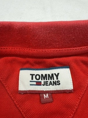 Tommy Jeans Men's Red Polo Shirt M Short Sleeve Cotton Logo