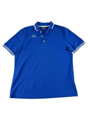 Kappa Polo Shirt Blue Cotton Large Vintage Short Sleeve