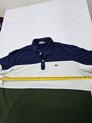 Lacoste Men's 3XL Navy White Green Colorblock Polo Cotton France (Stained)