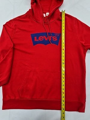 Levi's Red Hoodie Men's XL Cotton Blend Pullover Relaxed Fit