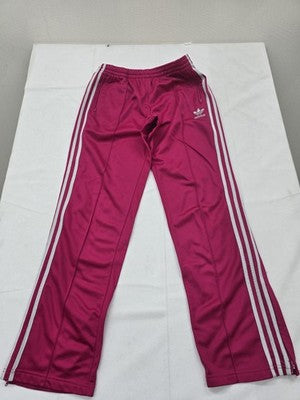Adidas Magenta Striped Track Pants Unisex Loose Fit Drawcord