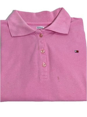 Tommy Hilfiger Men's Golf Polo Shirt L Classic Pink Cotton Short Sleeve Casual