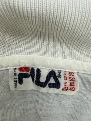 Fila Vintage Italian Polo Shirt Yellow White Striped Cotton Short Sleeve