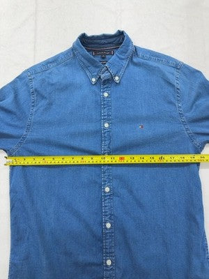 Tommy Hilfiger Men's Real Indigo Denim Button-Down Shirt M Long Sleeve
