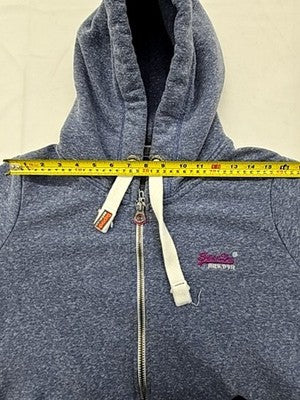 Superdry Orange Label Women's Zip Hoodie XL Grey Marl Slim Fit Cotton Blend