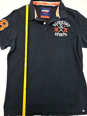 Superdry Black Men's XXL Short Sleeve Polo Shirt Orange Accents