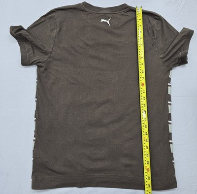 Puma Men's Brown Striped Cotton T-Shirt M Regular Short Sleeve