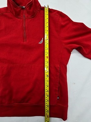 Nautica Men's M Red Quarter Zip Fleece Pullover Mock Neck