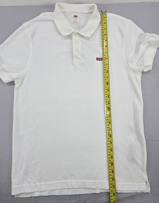 Levi's Men's White Cotton Polo Shirt M Relaxed Fit Short Sleeve